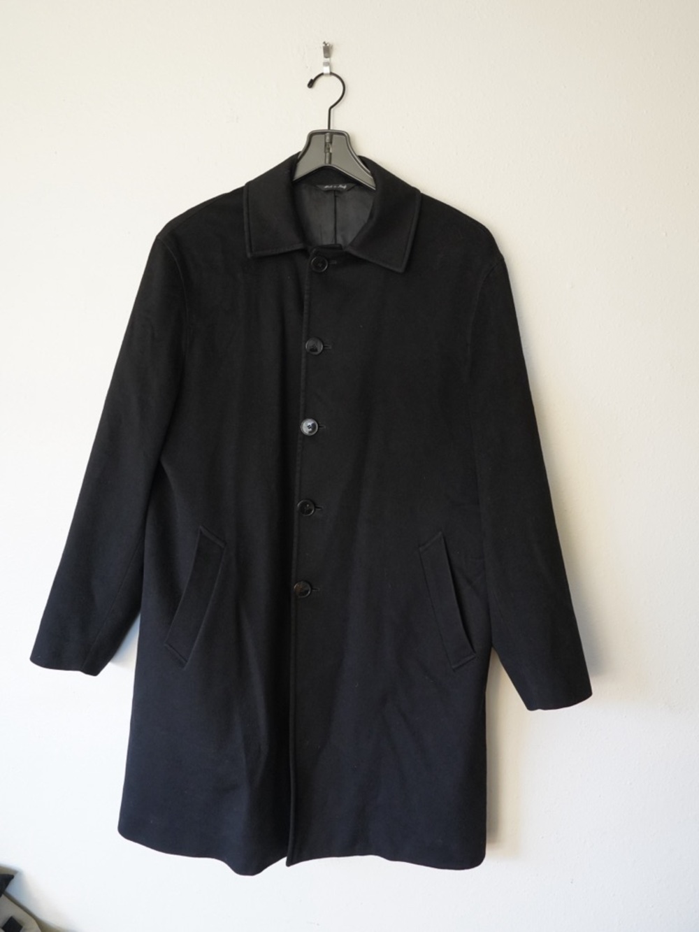 Loro Piana Nordstrom Classic Black Wool Storm System Overcoat Trench Coat 40R - Picture 5 of 13
